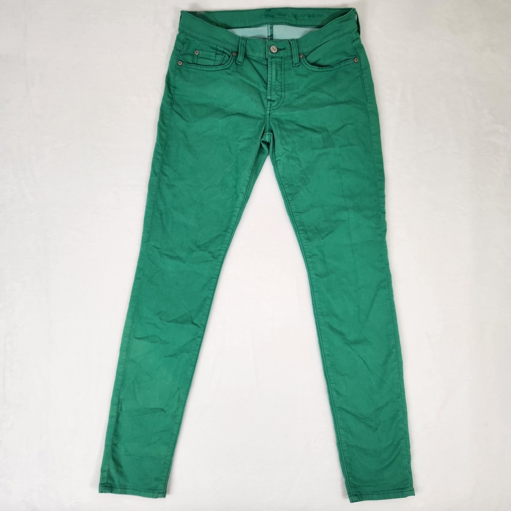 7 For All Mankind Gwenevere Green Skinny Jeans Womens 27 JU0041949